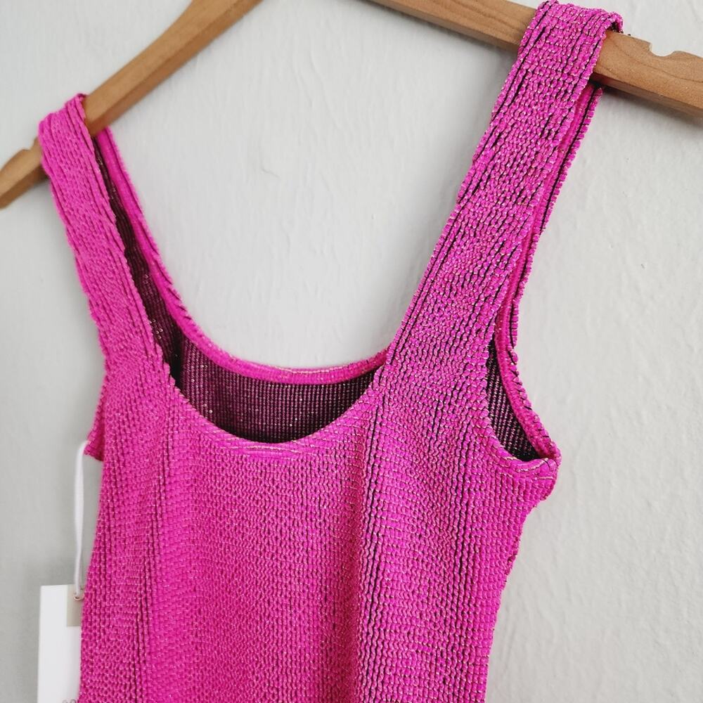 Good American Always Fit Sculpt Mini Dress NWT Fuchsia Pink Ribbed Size 00 0 XS - Picture 10 of 13
